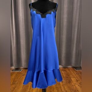 Vintage blue satin plus size nightie